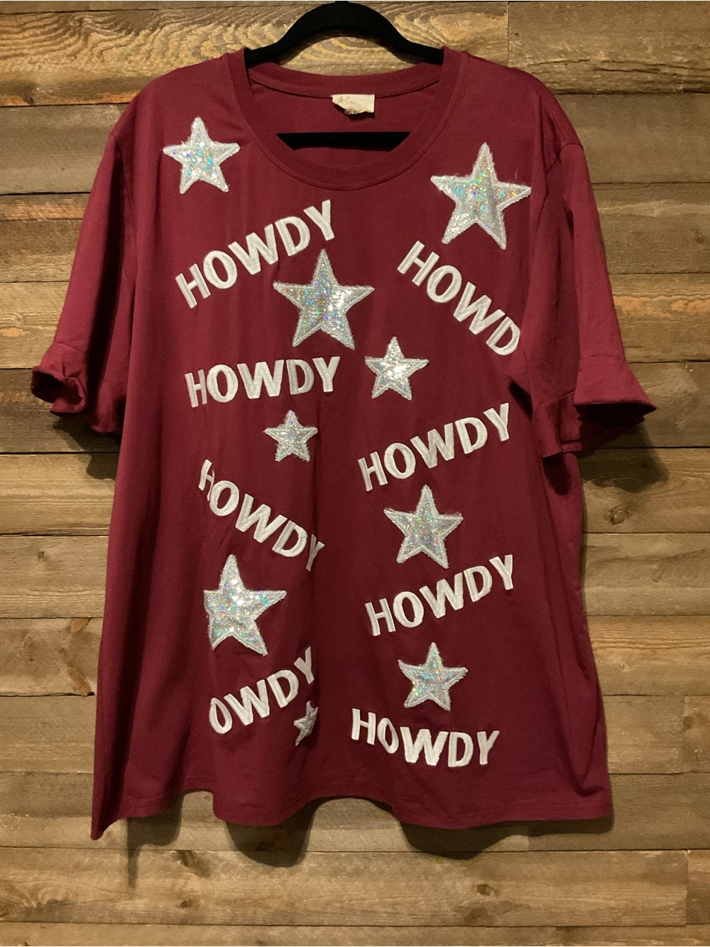 Women’s Game Day Layerz Clothing Maroon Top Howdy And Stars Size 2XL